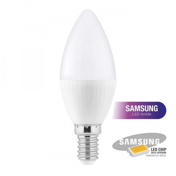 Bomb.led samsung vela e14 5w.calida (caja de 10 unidades)