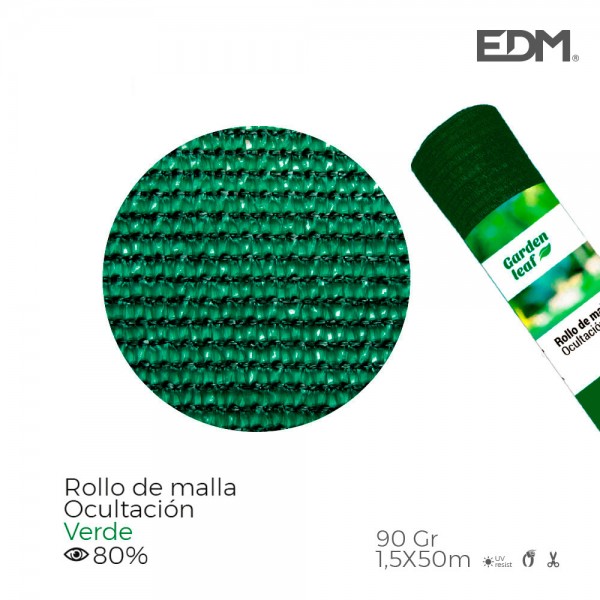 Rollo de malla de ocultación color verde 90g 1,5 x 50 m