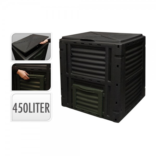 Caja de compostaje 450 l color negro 80 x 80 x 81 cm