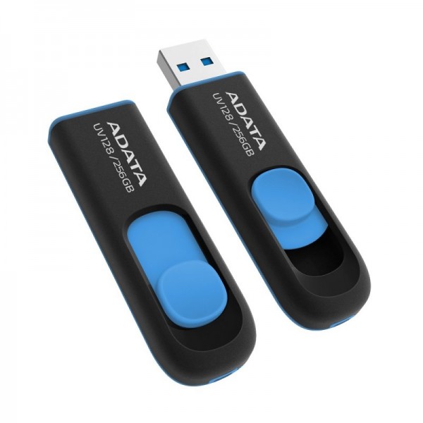 Adata lapiz usb uv128 256gb usb 3.2 negro/azul