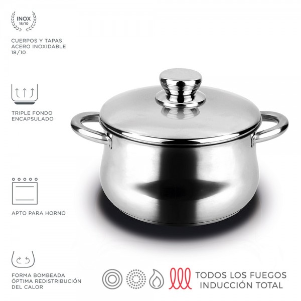Olla inoxidable silverinox 6,8 l + tapa acero inoxidable 18/10 ø24 x 15 cm