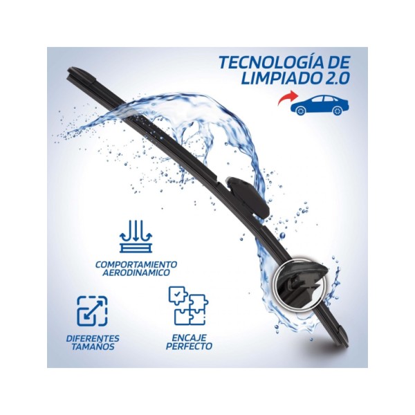 Escobilla Limpiaparabrisas Modelo Aquan61 Ultra Flex Series 24" 61 cm 1 Unidad con 8 Adaptadores