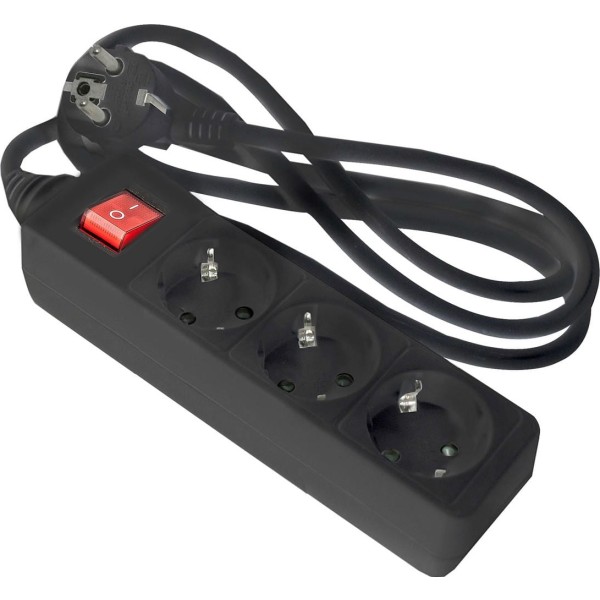 Base onlex negra 3tomas cable/int.5mt