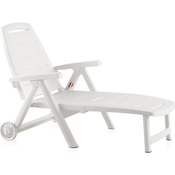 Tumbona plegable con ruedas, antibes, color blanco, 188 x 79 x 94 cm