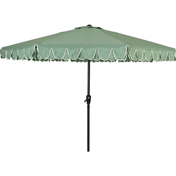 Parasol para jardín, verde con ribete blanco, ø270 x 235 cm
